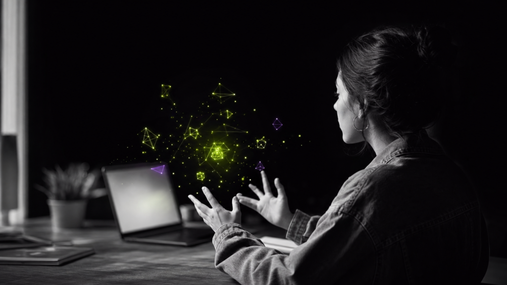 Estudiante trabajando con inteligencia artificial de forma abierta y transparente — evaluación AI-Native de TecnIA Universidad